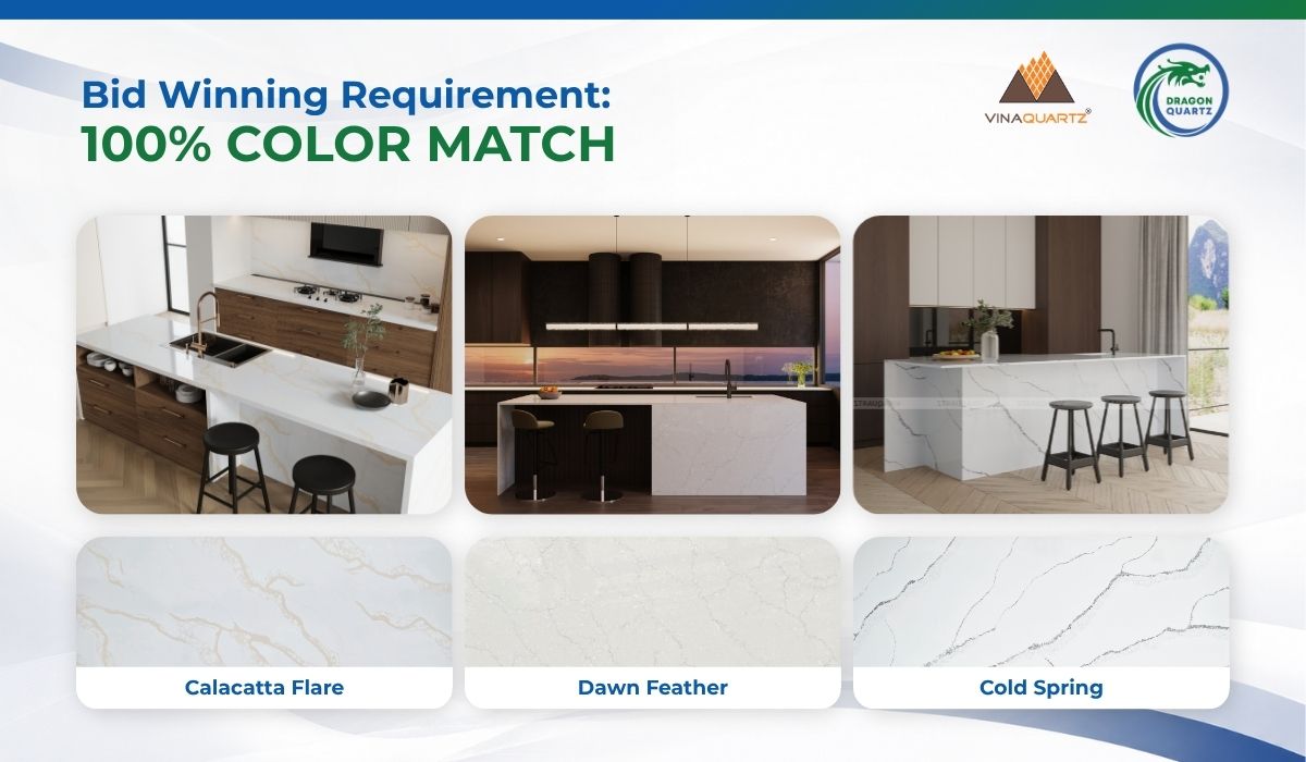 Custom Color Quartz approved for hotel condo and resort projects